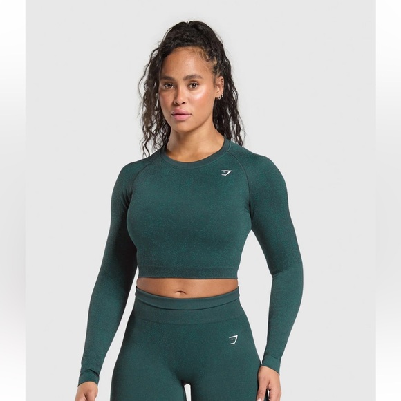 Gymshark Adapt Fleck Seamless Long Sleeve Crop Top - Picture 1 of 11